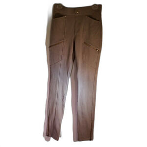 Simply Noelle Tan Ponte Pants Zipper Detail S